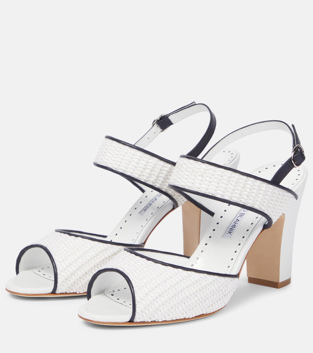 Sandalen Khiko 90 aus Raffiabast mit Leder | Manolo Blahnik