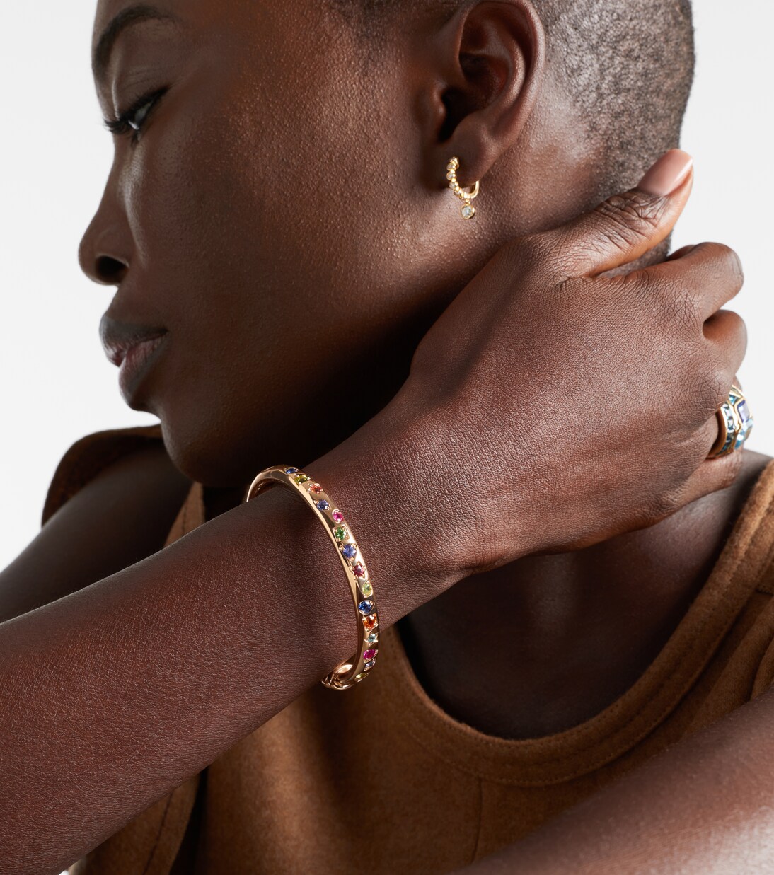 Iconica 18kt rose gold chain bracelet with gemstones | Pomellato