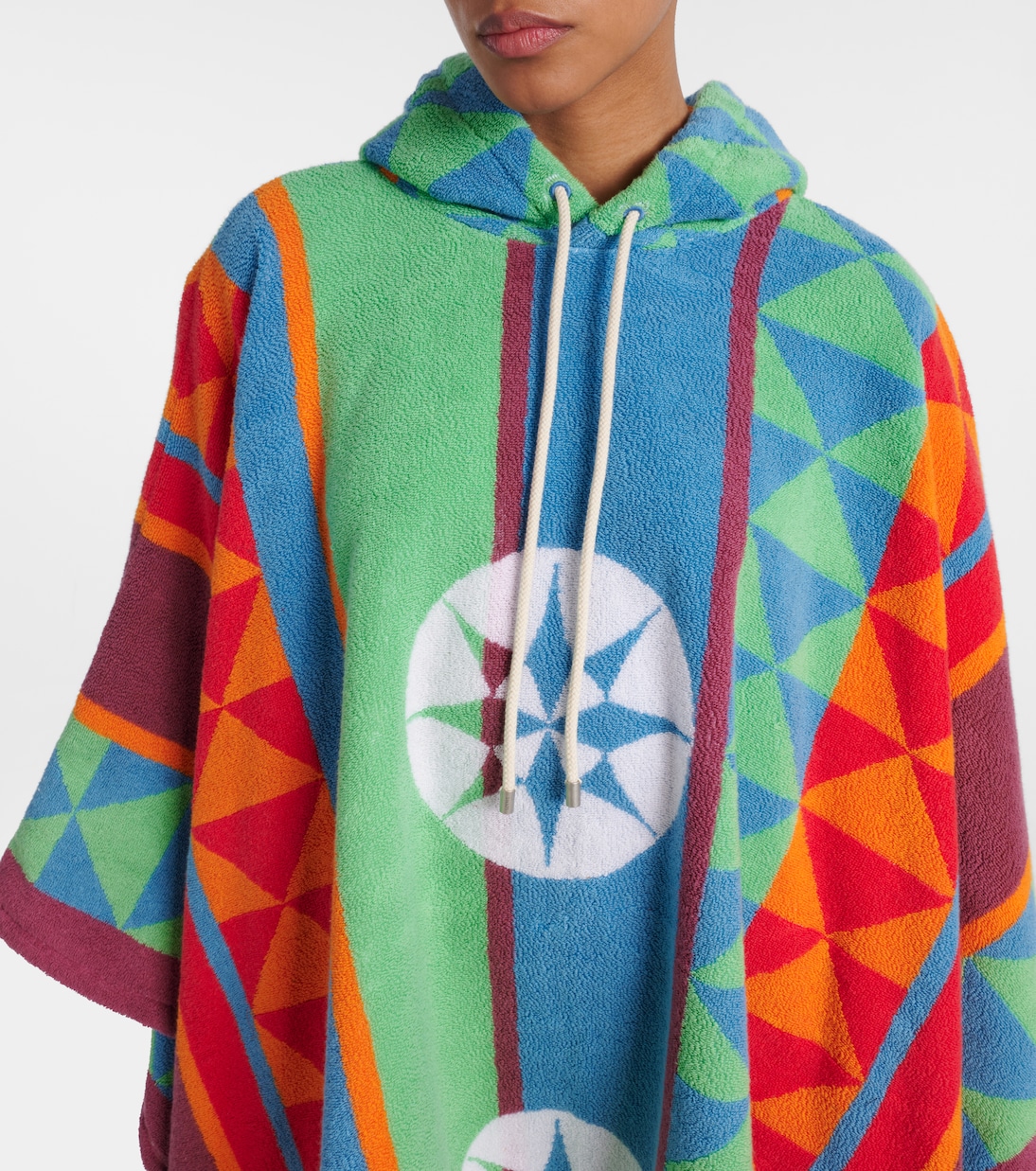 Poncho in spugna di cotone con cappuccio e stampa | Loewe