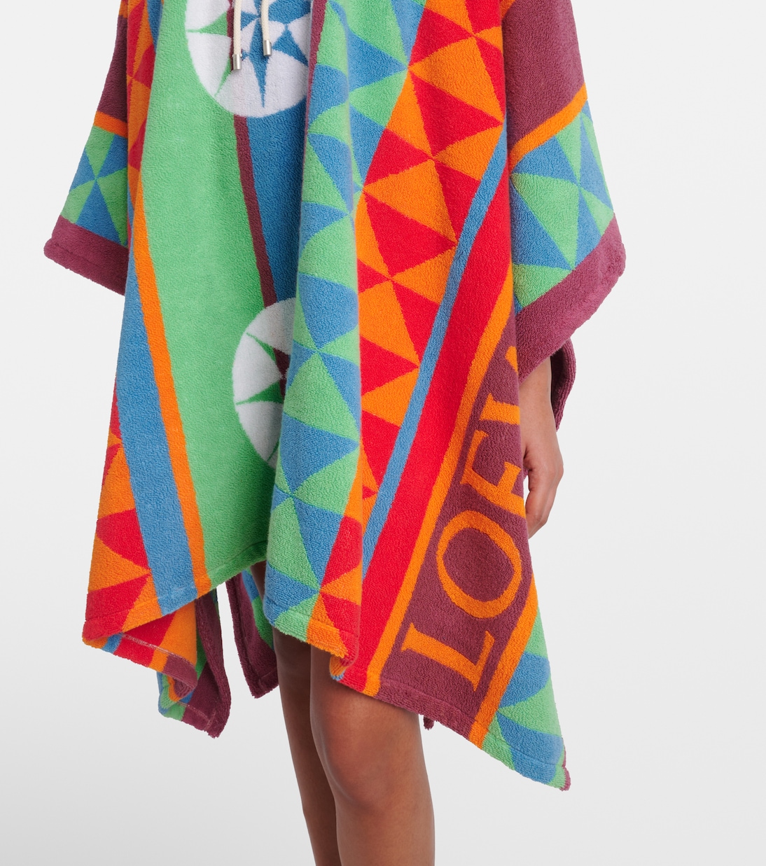 Poncho in spugna di cotone con cappuccio e stampa | Loewe