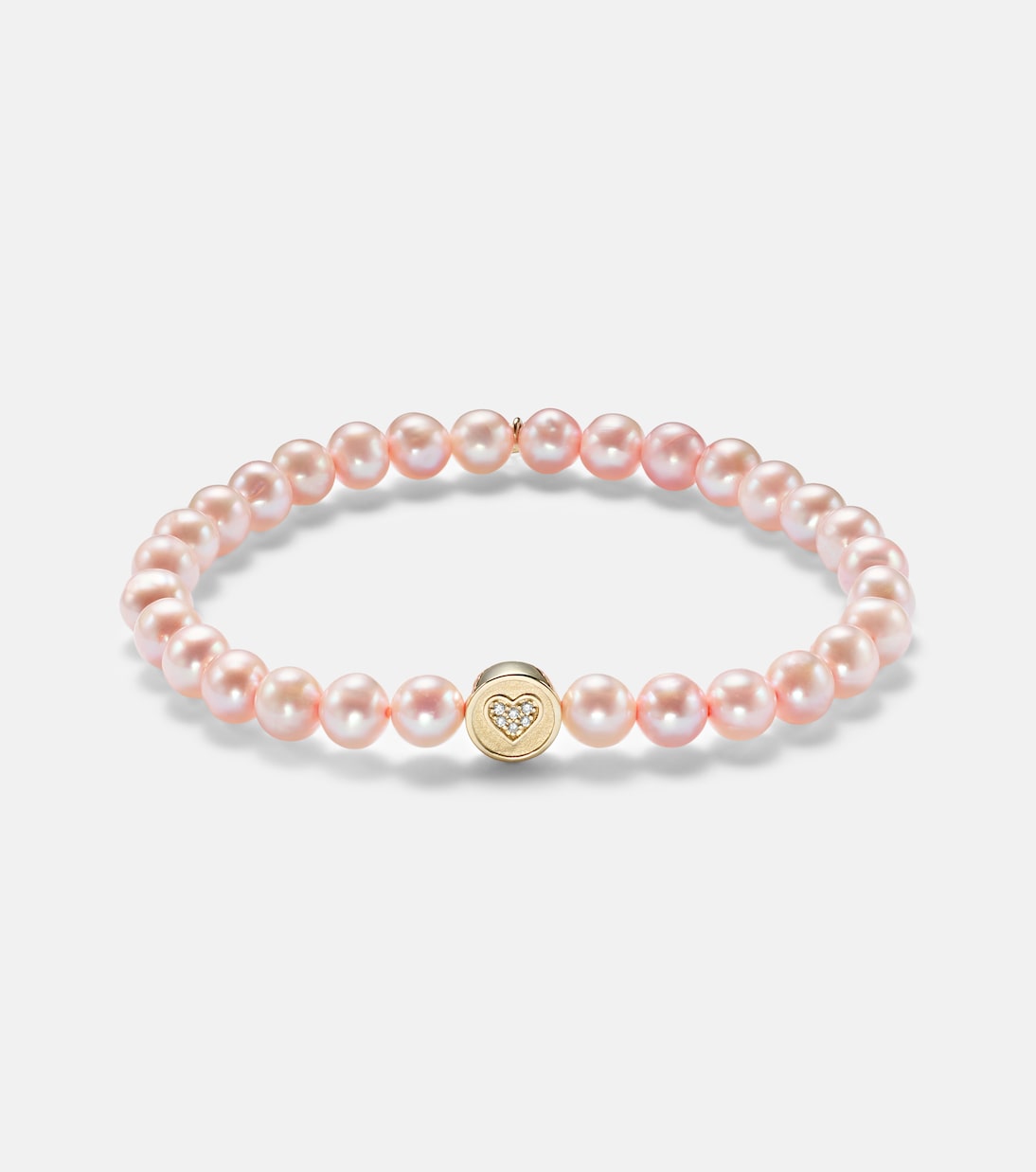 Pulsera Peace & Love de oro de 14 ct con perlas y diamantes | Sydney Evan