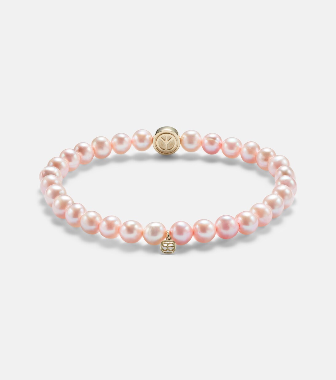 Pulsera Peace & Love de oro de 14 ct con perlas y diamantes | Sydney Evan