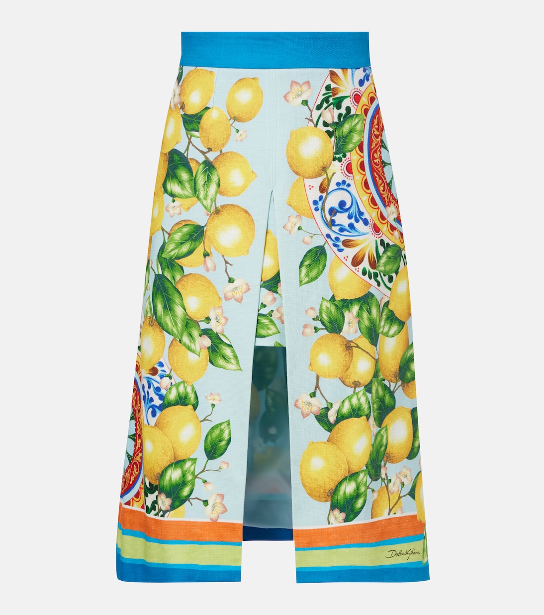 Jupe midi imprimée en coton mélangé | Dolce&Gabbana