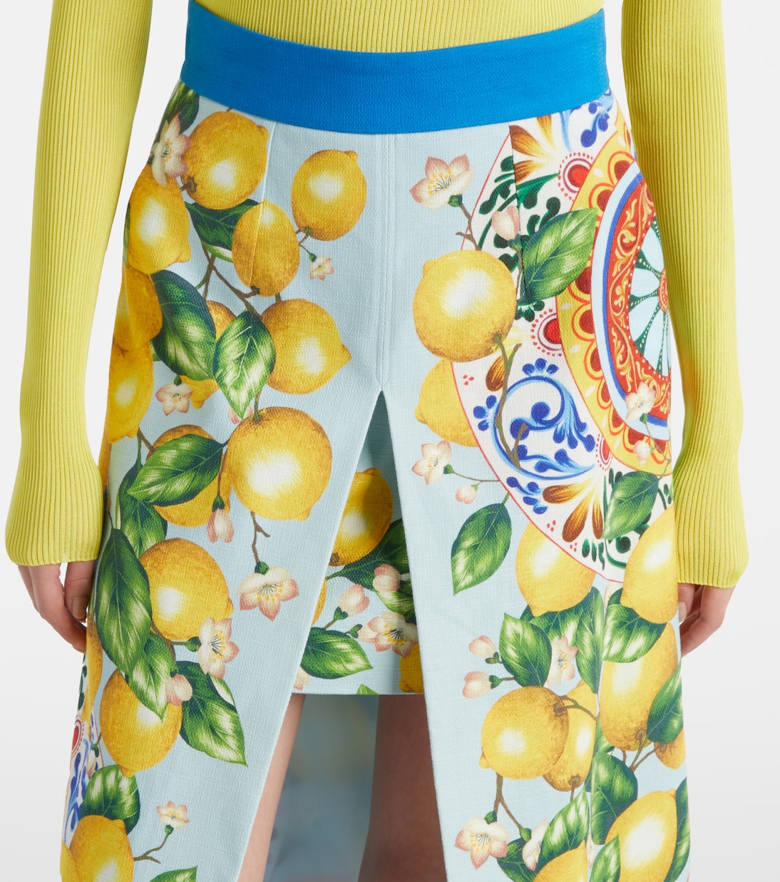 Jupe midi imprimée en coton mélangé | Dolce&Gabbana