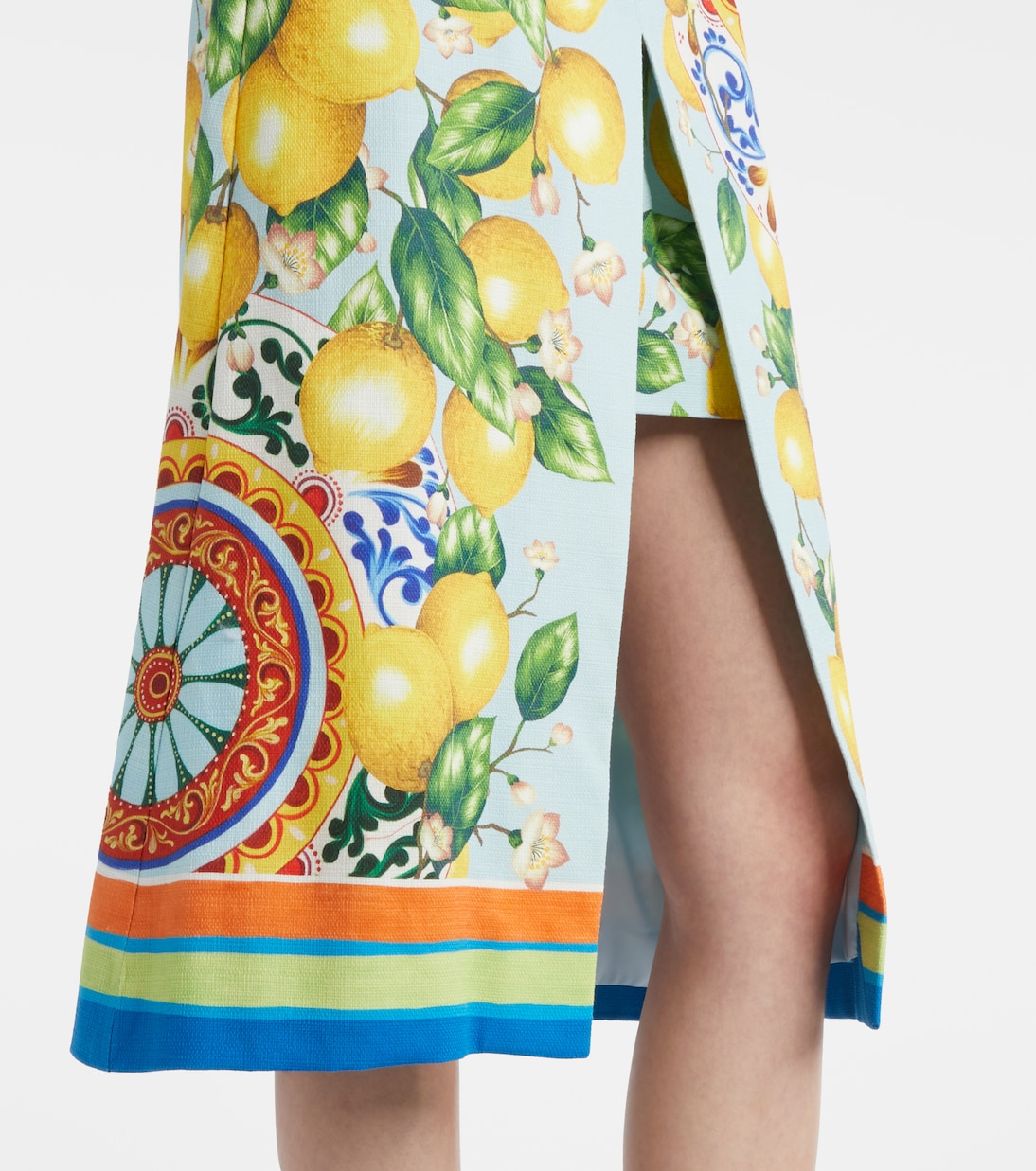 Jupe midi imprimée en coton mélangé | Dolce&Gabbana
