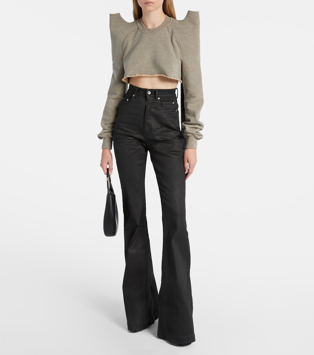 Cropped cotton-blend jersey sweatshirt | Rick Owens
