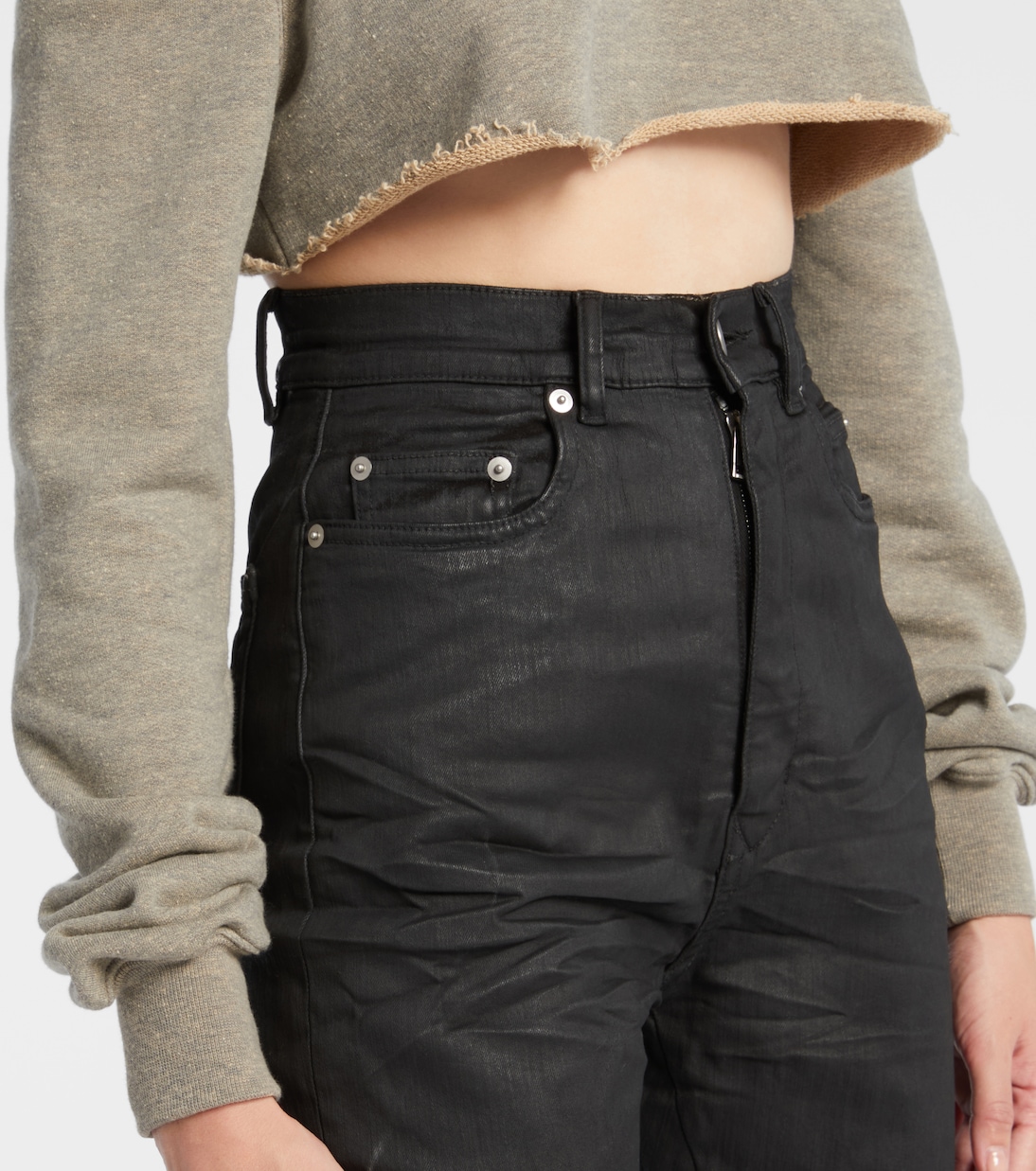 Cropped cotton-blend jersey sweatshirt | Rick Owens