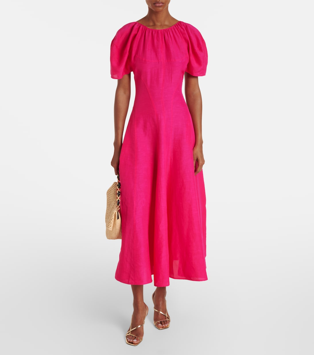 Vestido largo con mangas abullonadas | Tory Burch