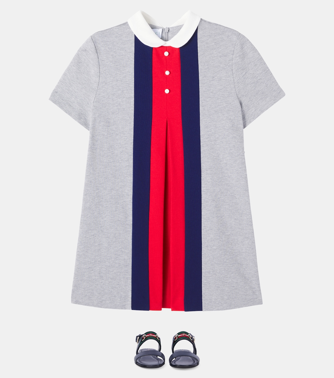 Vestido corto tribanda Web de jersey de algodón | Gucci Kids
