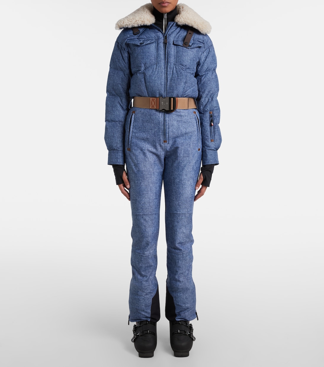 Traje de esquí de plumas con borrego y cinturón | Moncler Grenoble