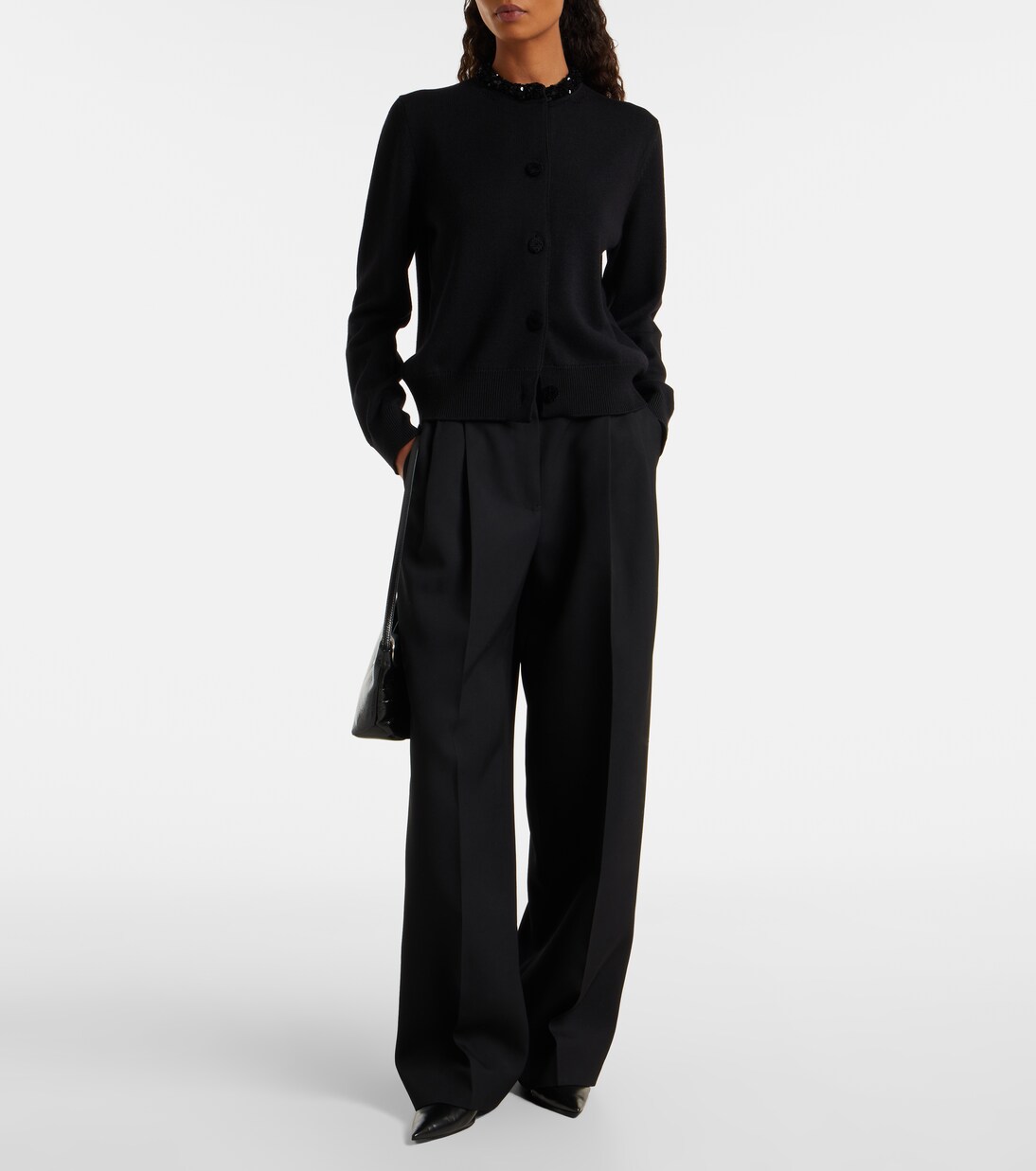 كارديغان من الصوف الخام مزينة بالترتر | Jil Sander
