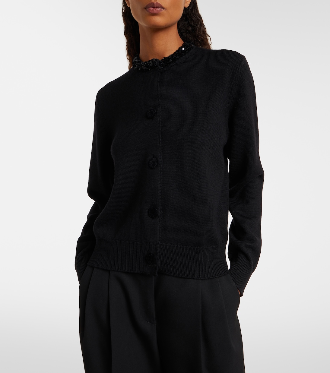 كارديغان من الصوف الخام مزينة بالترتر | Jil Sander