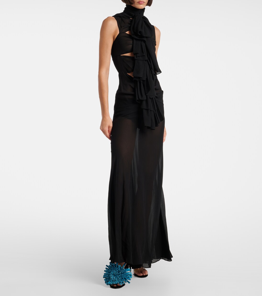 Dahlia 90 floral-appliqué leather and PU mules | Alaïa