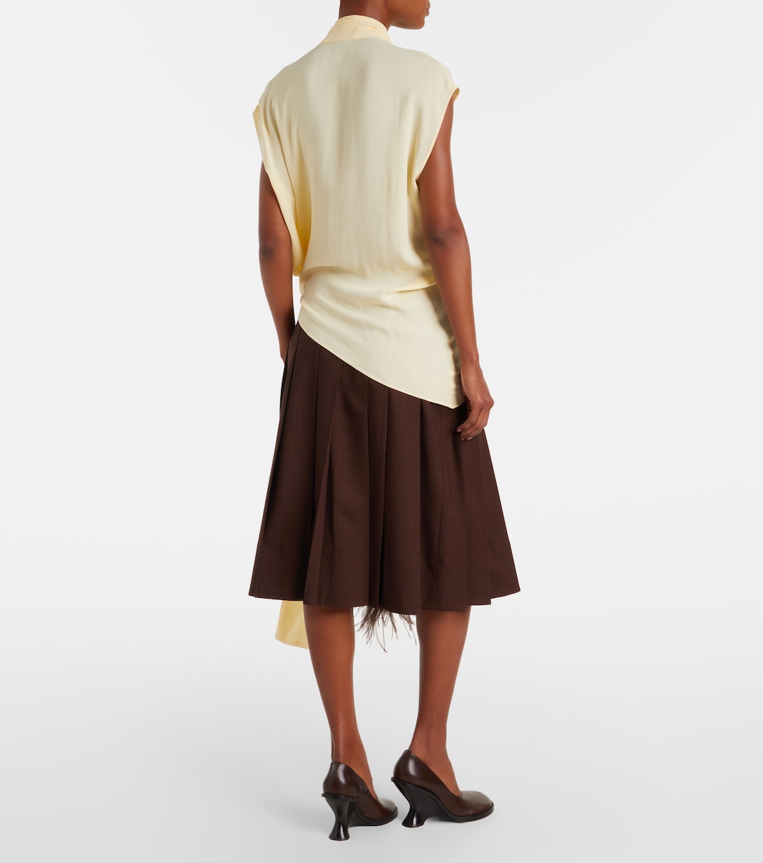 Asymmetric tie-neck blouse | Plan C