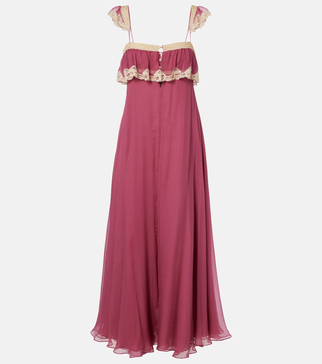 Lace-trimmed silk muslin maxi dress | Chloé