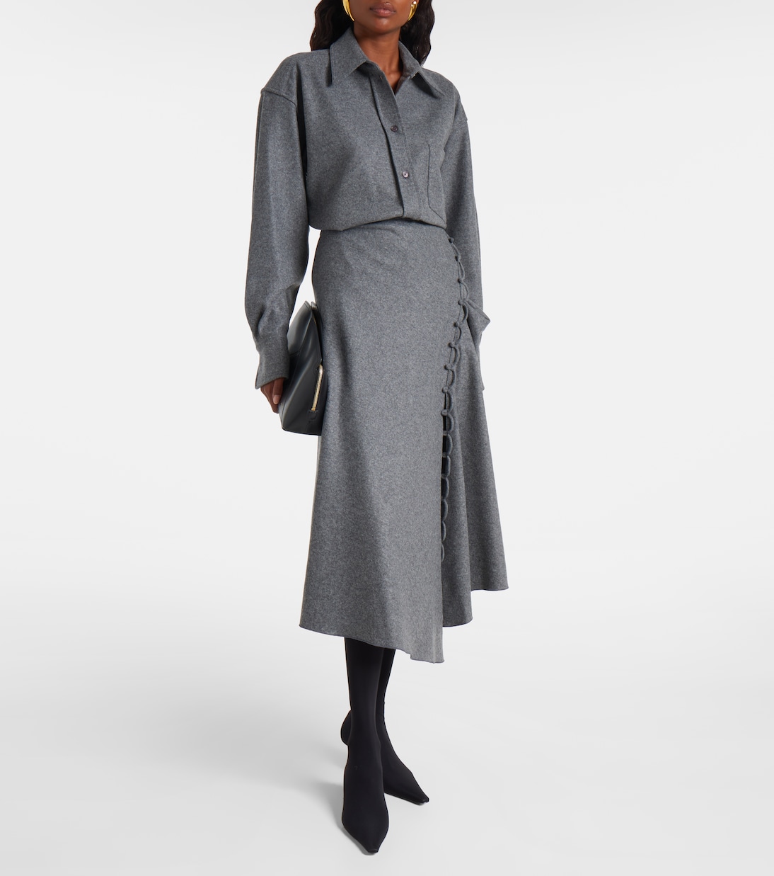 Asymmetric wool and cashmere midi skirt | Victoria Beckham