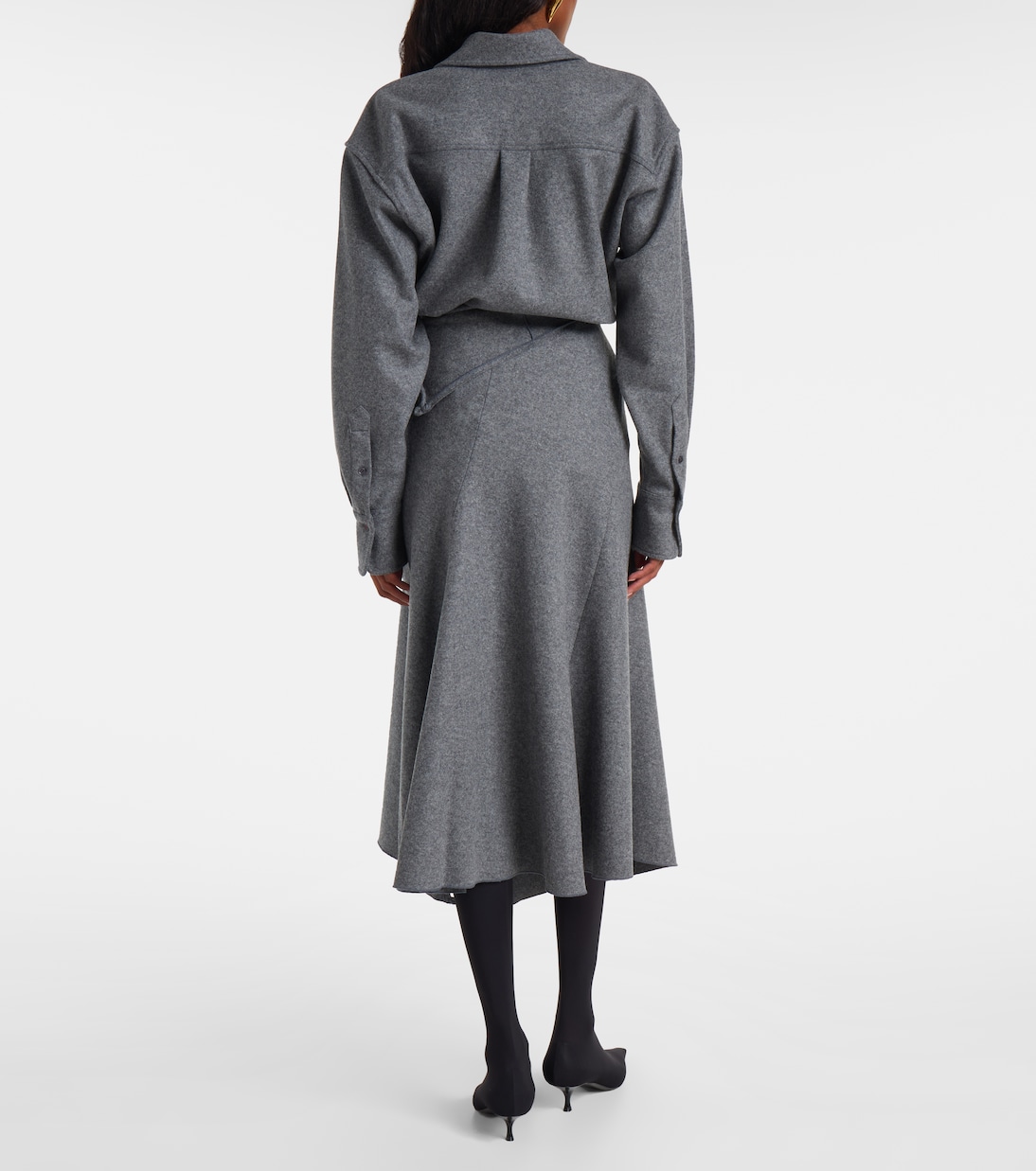 Asymmetric wool and cashmere midi skirt | Victoria Beckham
