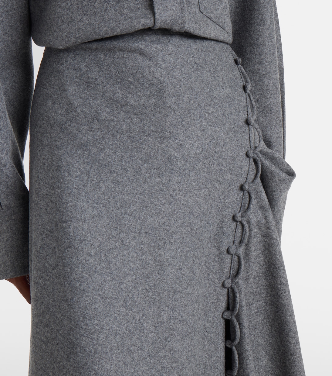Asymmetric wool and cashmere midi skirt | Victoria Beckham