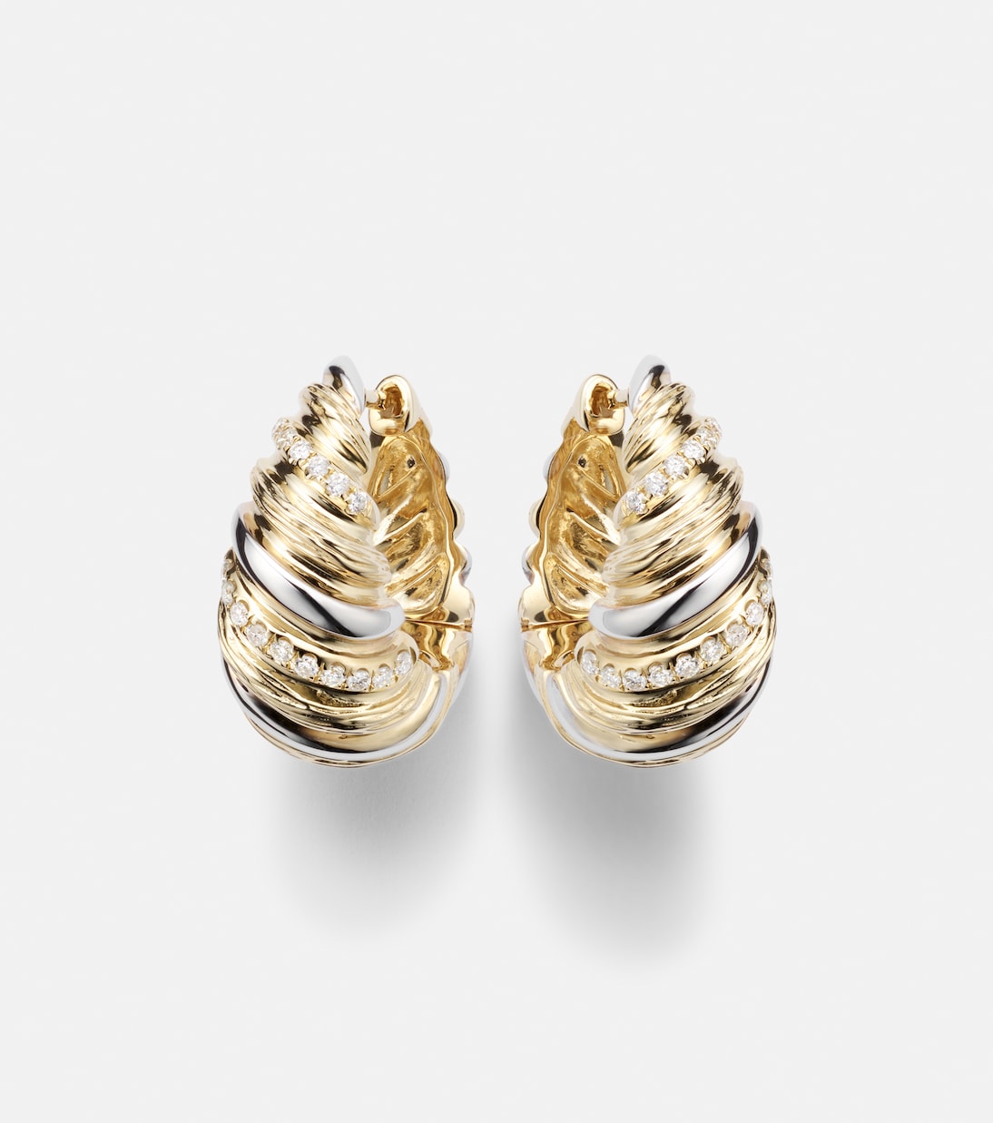 Berlingot 9kt white and yellow gold earrings with diamonds | Yvonne Léon