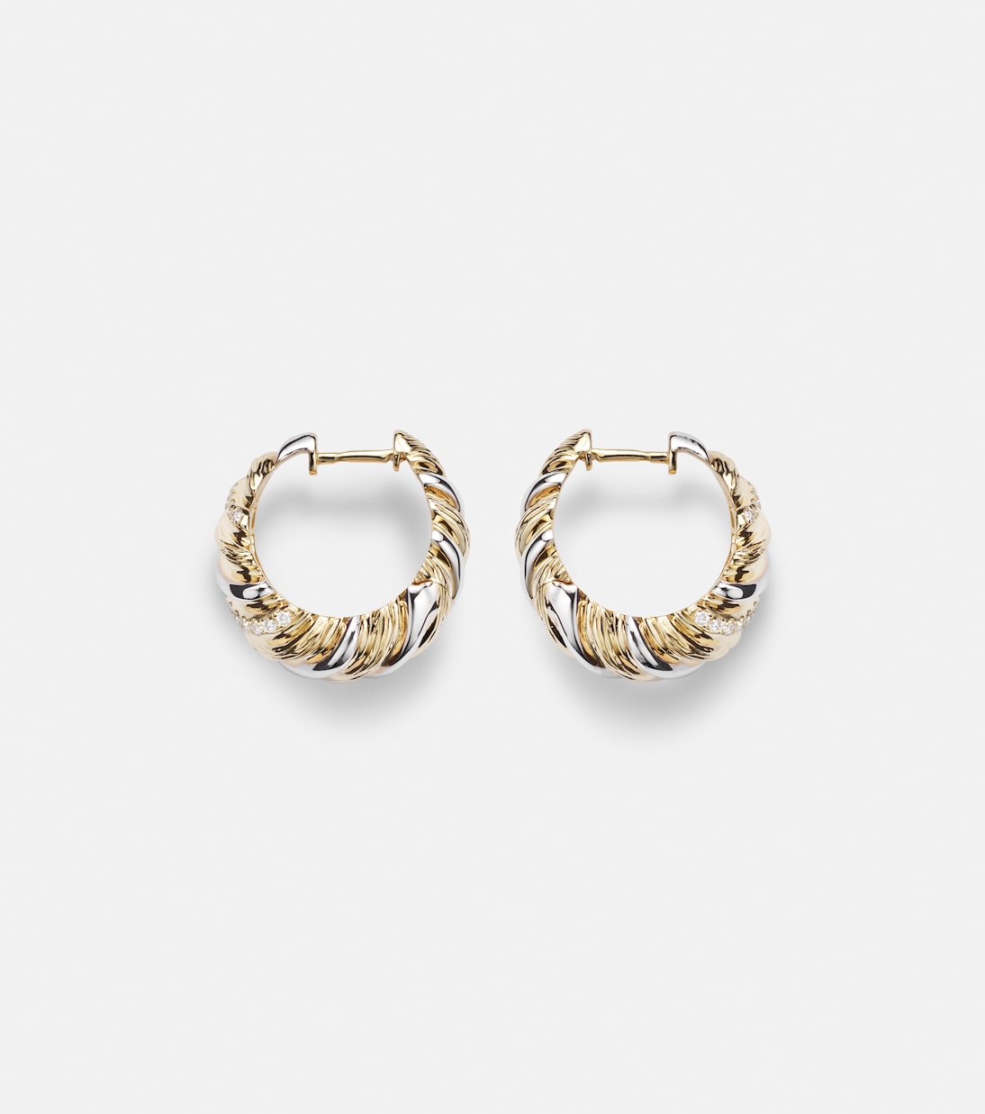 Berlingot 9kt white and yellow gold earrings with diamonds | Yvonne Léon