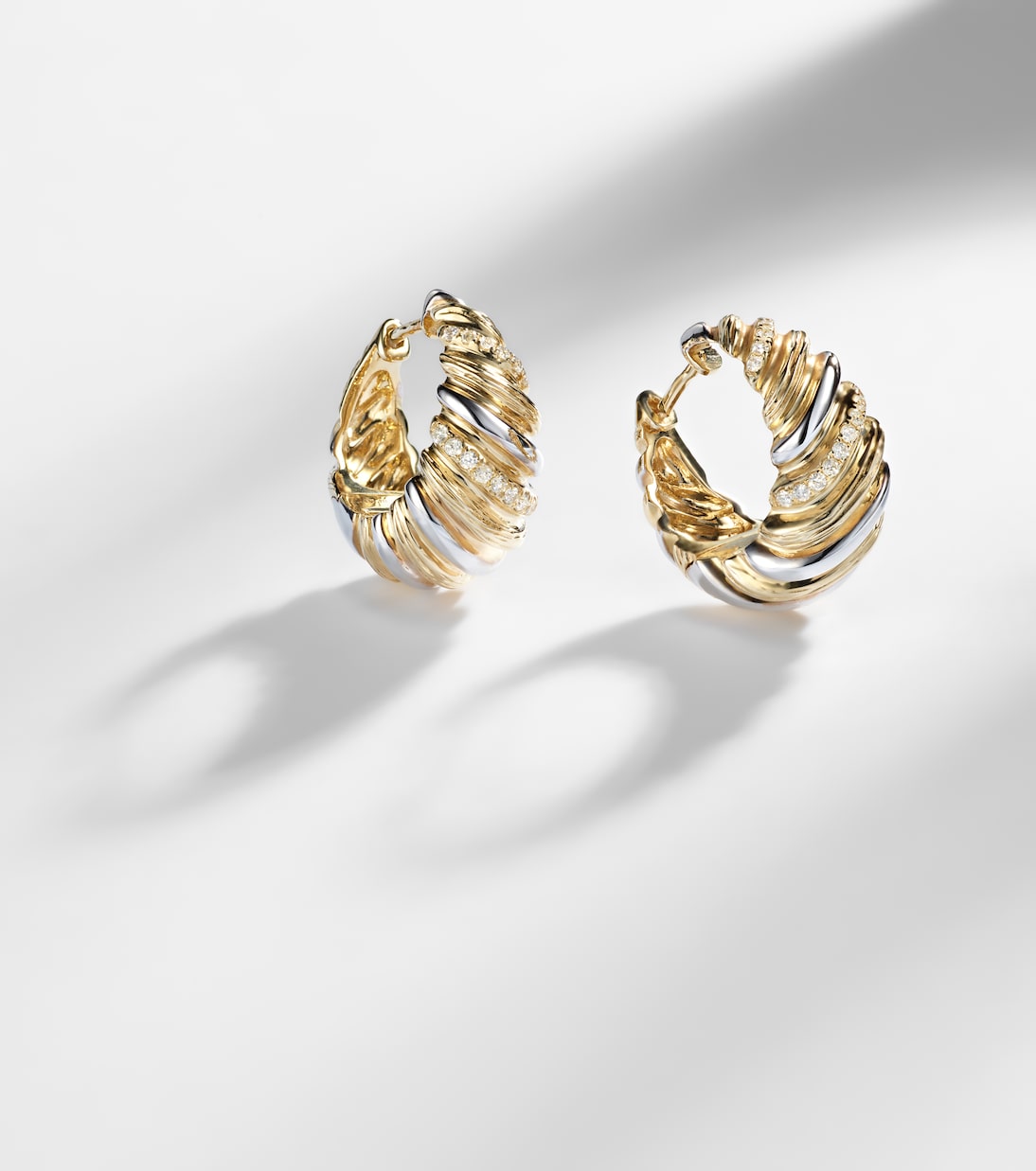Berlingot 9kt white and yellow gold earrings with diamonds | Yvonne Léon