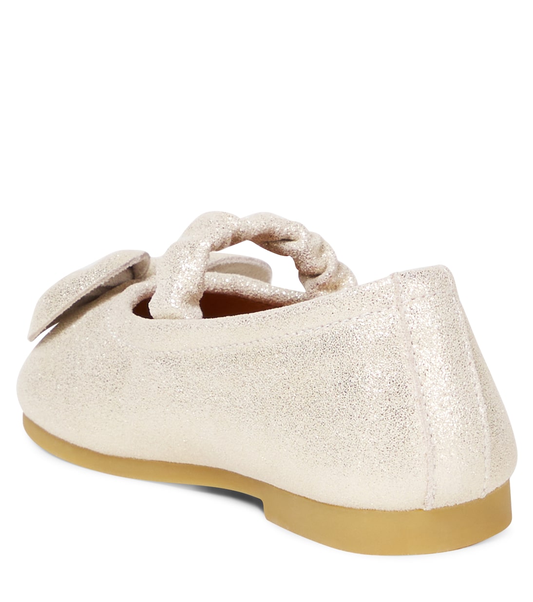 Mylah bow-detail glitter leather ballet flats | Donsje