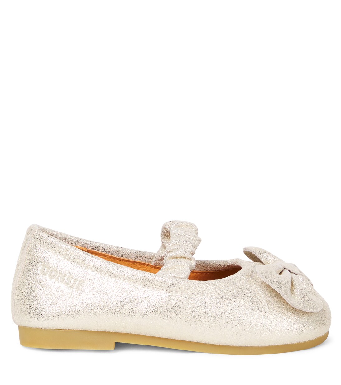 Mylah bow-detail glitter leather ballet flats | Donsje