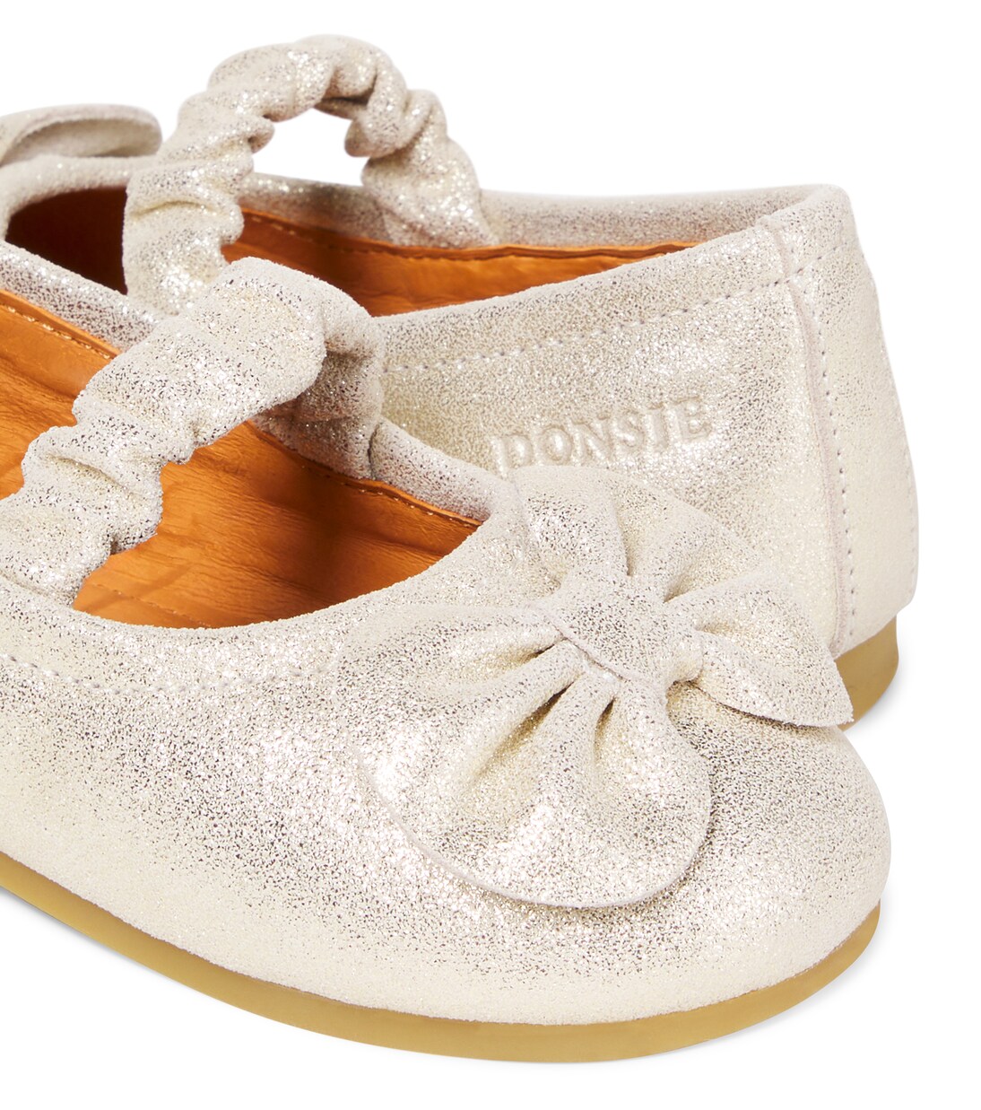 Mylah bow-detail glitter leather ballet flats | Donsje
