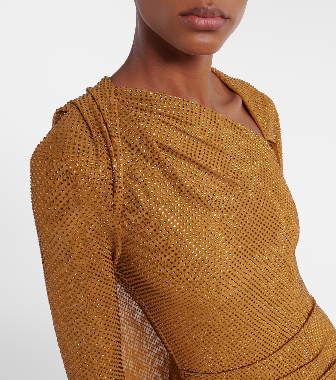 Abito lungo in mesh con decorazioni | Self-Portrait