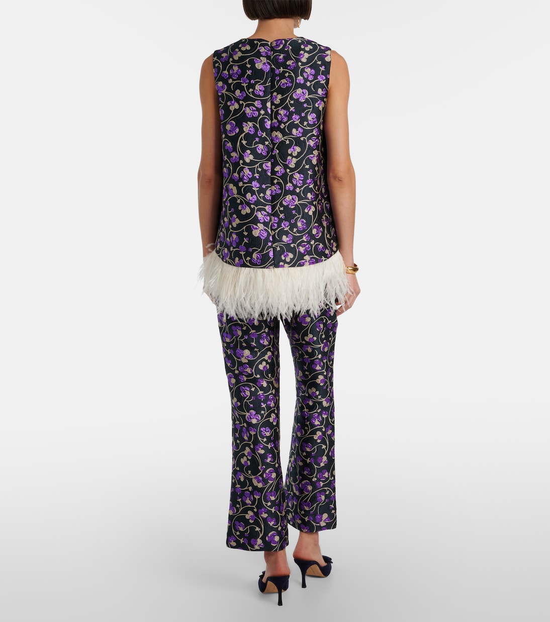 Pantalon droit raccourci 24/7 Honeysuckle en jacquard | La DoubleJ