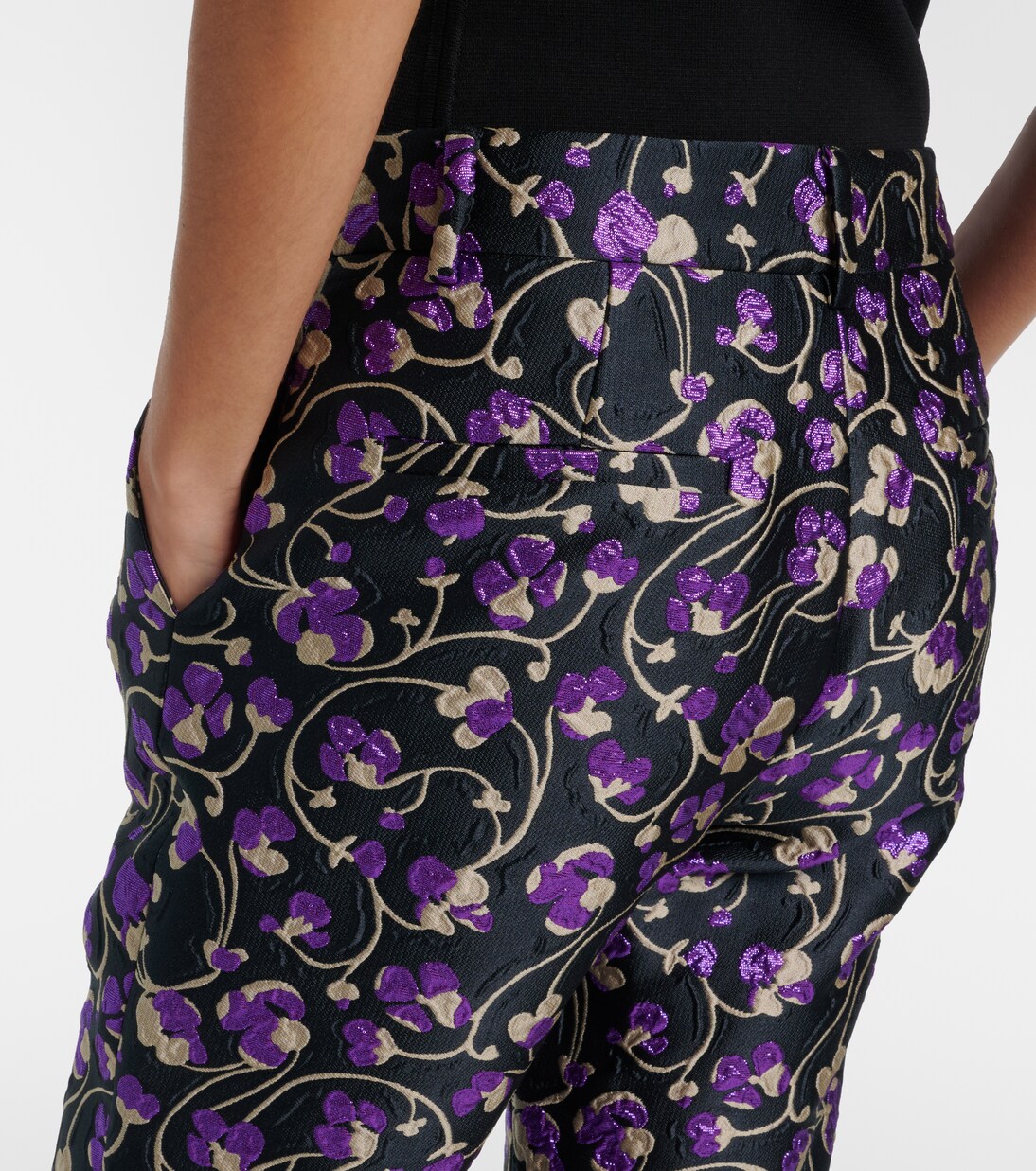 Pantalon droit raccourci 24/7 Honeysuckle en jacquard | La DoubleJ