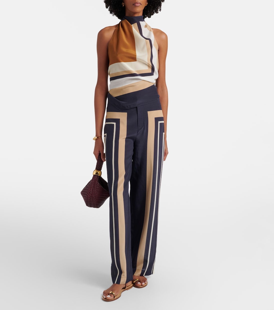 Pietra printed silk wide-leg pants | SIR