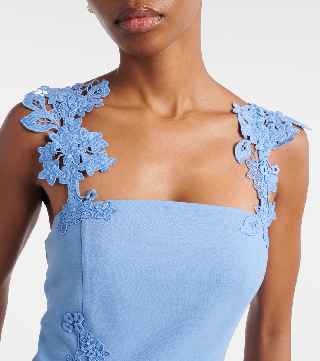 Porcelain wool-blend guipure midi dress | Oscar de la Renta