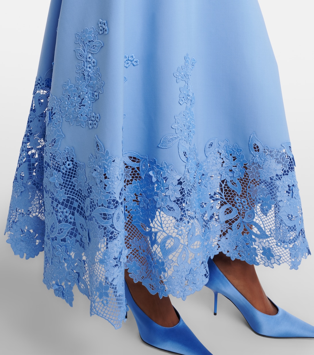 Porcelain wool-blend guipure midi dress | Oscar de la Renta