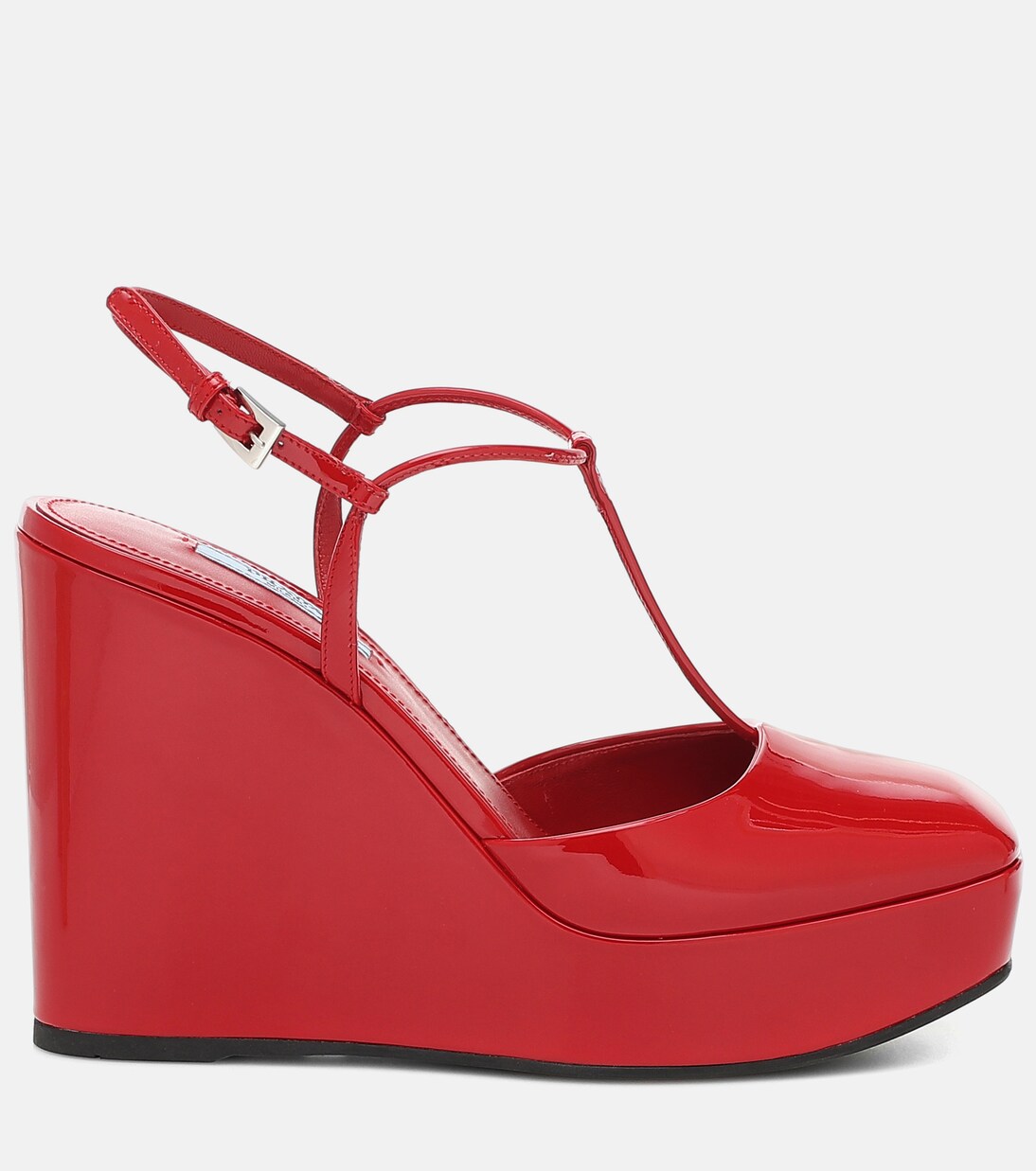 Sandales compensées en cuir verni | Prada