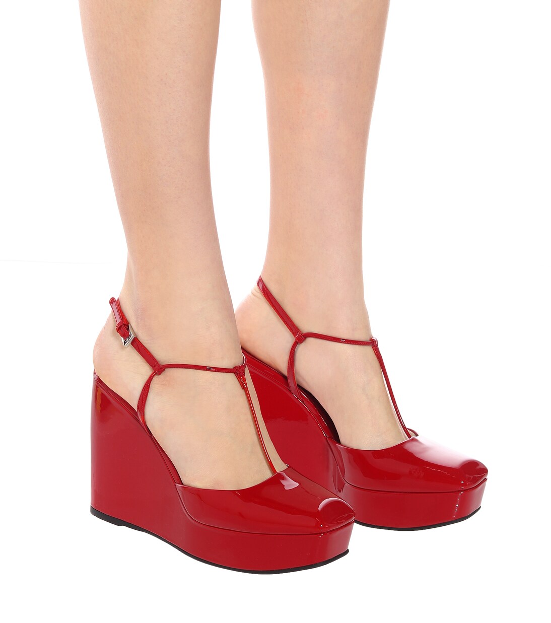 Sandales compensées en cuir verni | Prada