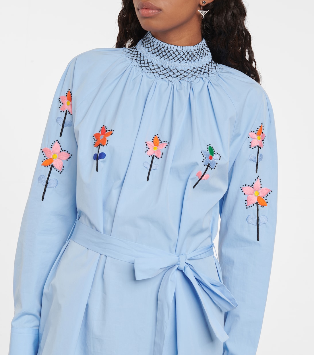Vestido corto de algodón bordado | Prada
