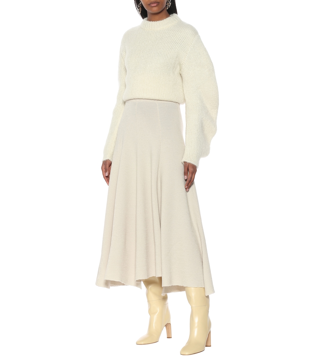 Falda midi de lana de tiro alto | Jil Sander