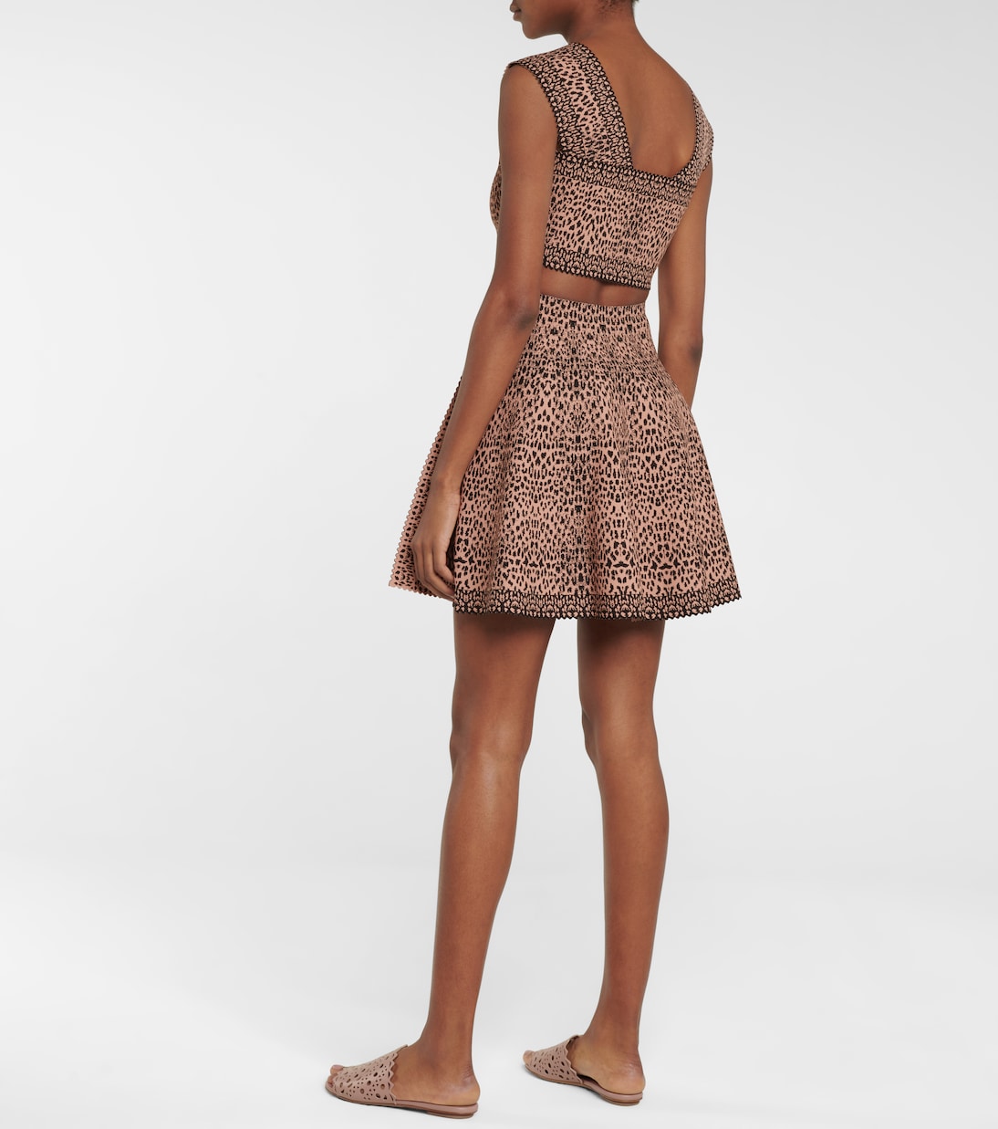 Mini-jupe en jacquard à motif léopard | Alaïa
