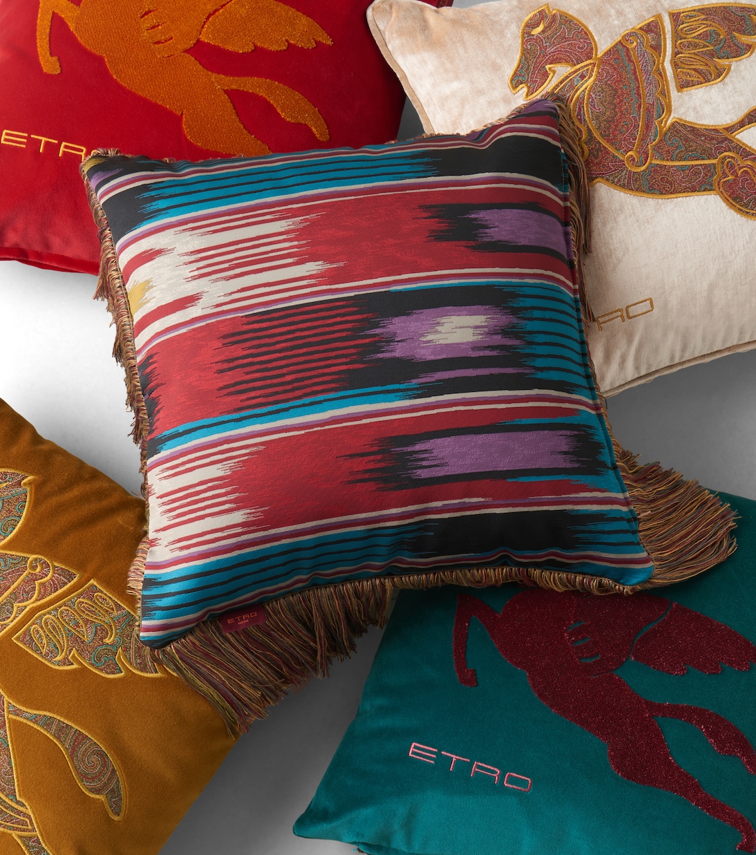 Cuscino in jacquard con frange | Etro