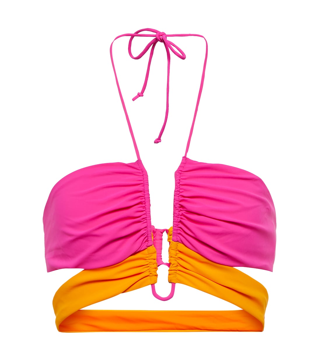 Ruched halterneck bikini top | Nensi Dojaka