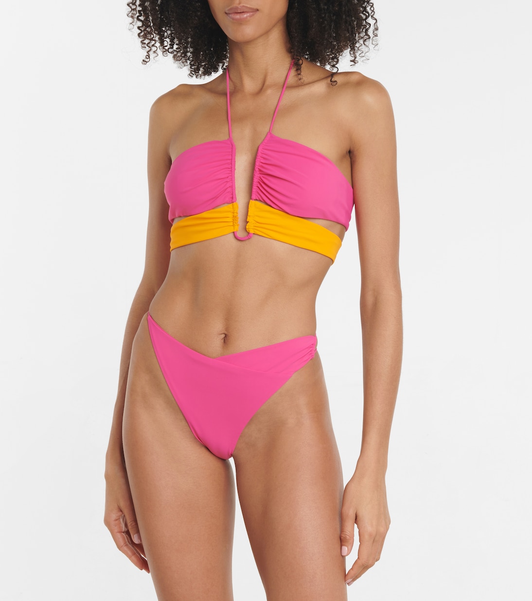 Ruched halterneck bikini top | Nensi Dojaka