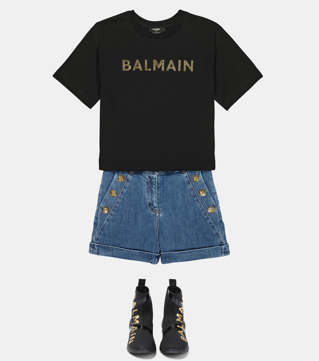 T-shirt en coton à logo | Balmain Kids