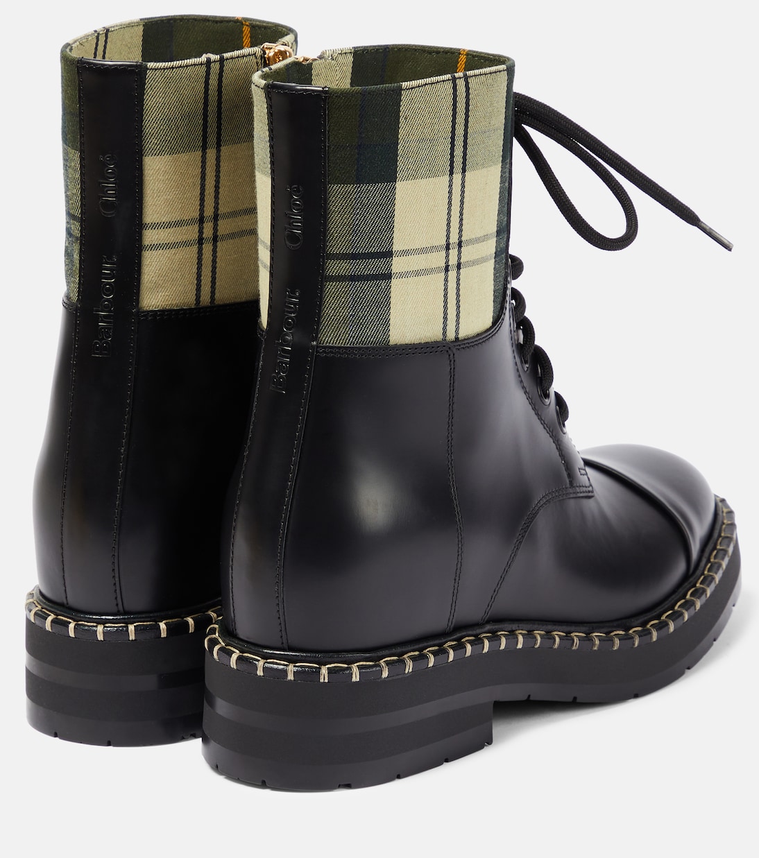 X Barbour Ankle Boots aus Leder | Chloé