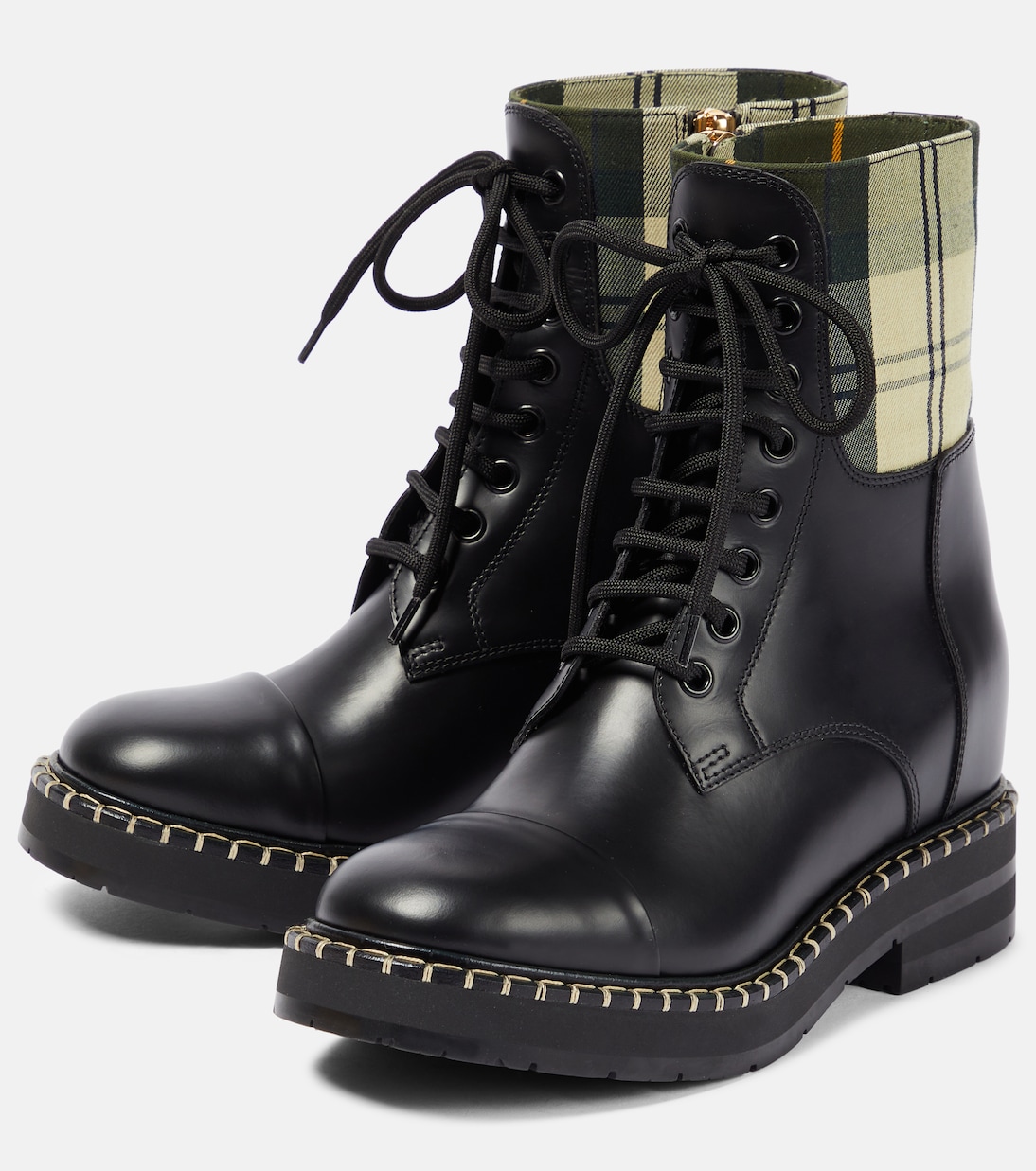 X Barbour Ankle Boots aus Leder | Chloé