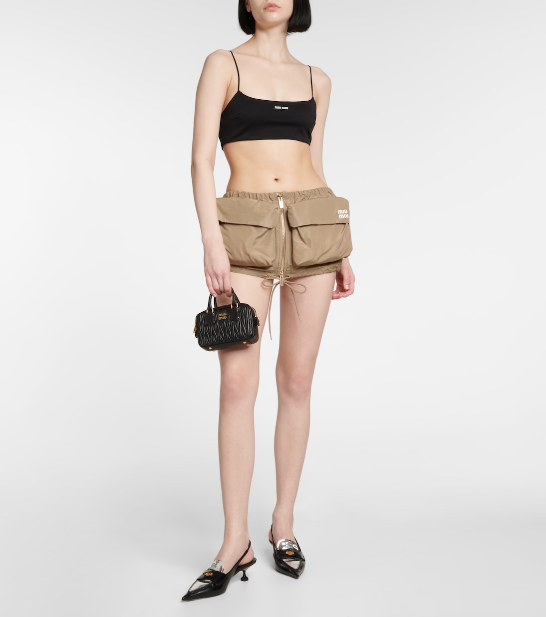 Drawstring zip miniskirt | Miu Miu