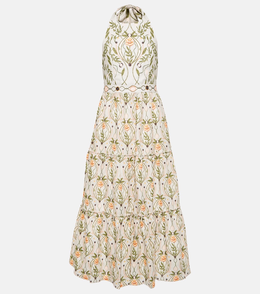 Consuelo Lunar embroidered linen midi dress | Agua by Agua Bendita
