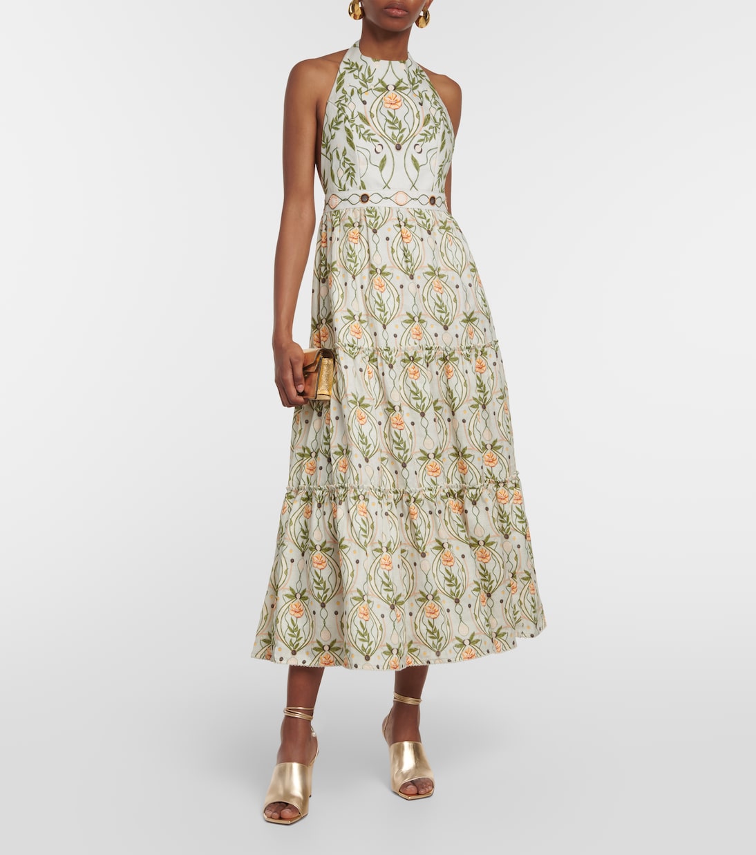 Consuelo Lunar embroidered linen midi dress | Agua by Agua Bendita