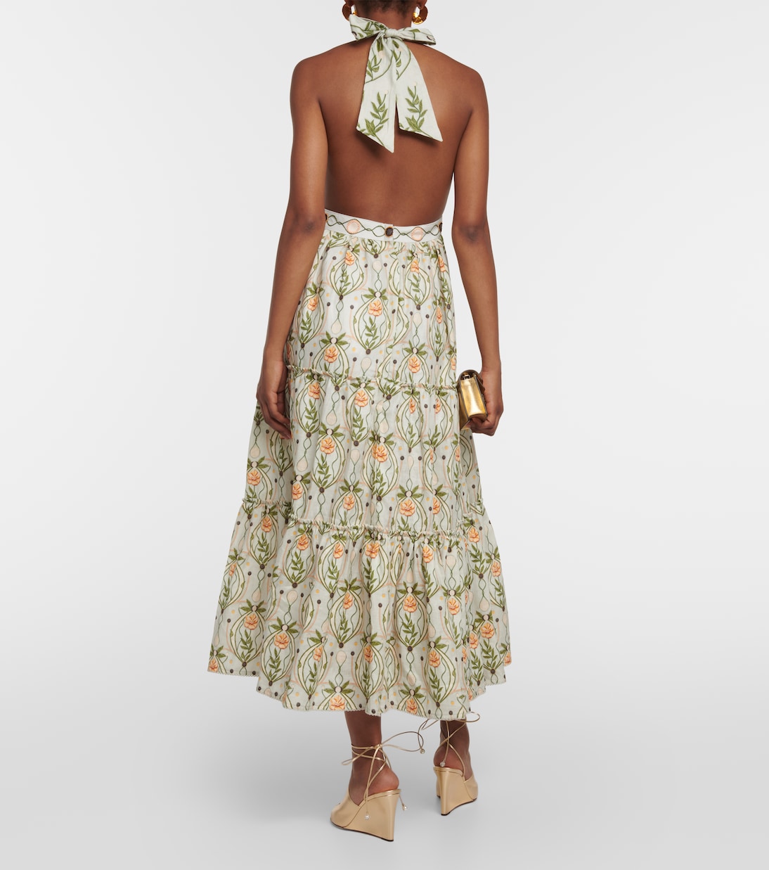 Consuelo Lunar embroidered linen midi dress | Agua by Agua Bendita