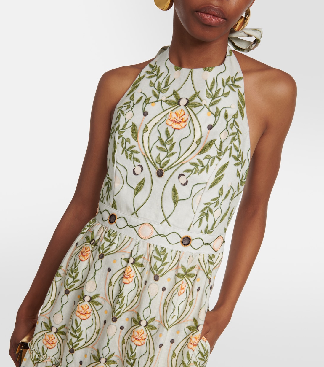 Consuelo Lunar embroidered linen midi dress | Agua by Agua Bendita